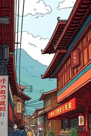 周榜主推作品竖版封面，画面为雨夜街角的双人对峙场景